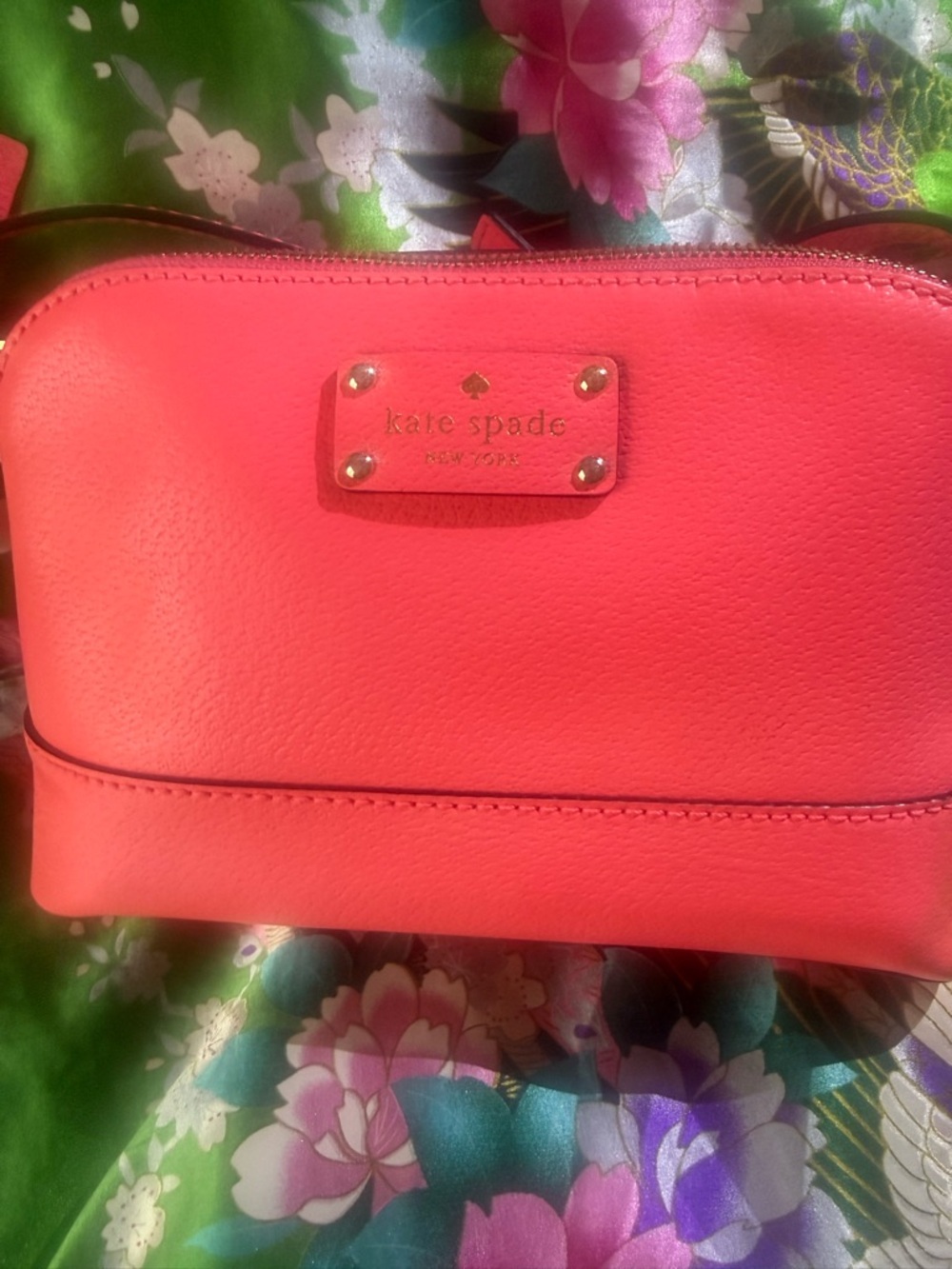 kate spade Bright Coral Pebbled Leather Crossbody